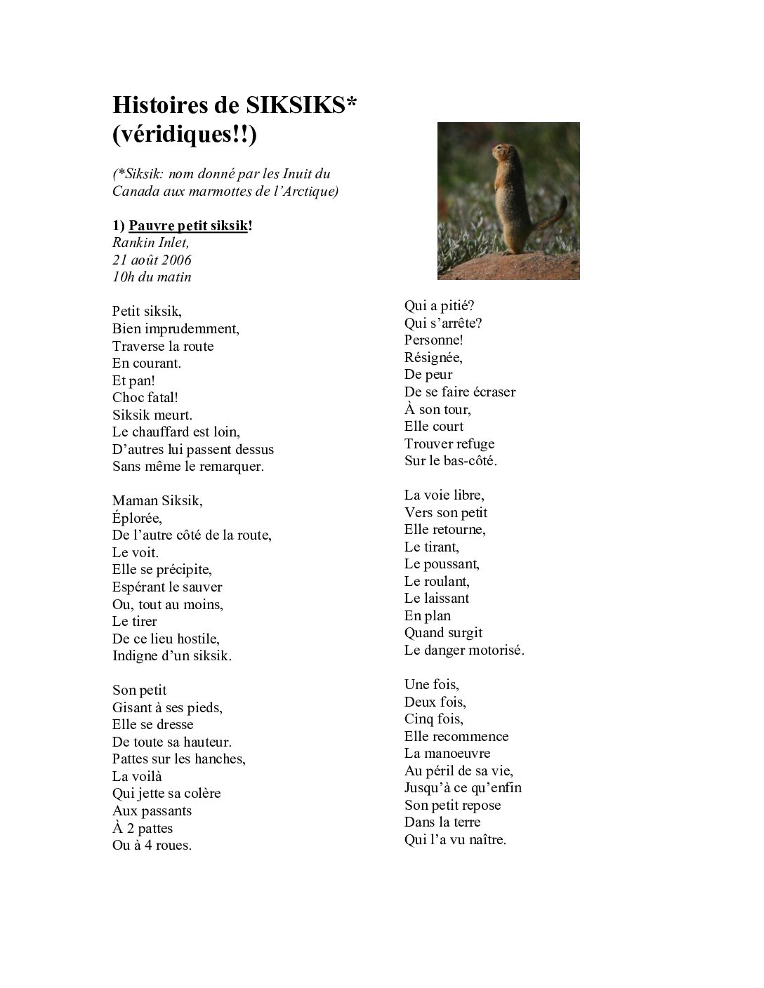 texte sur les siksiks
