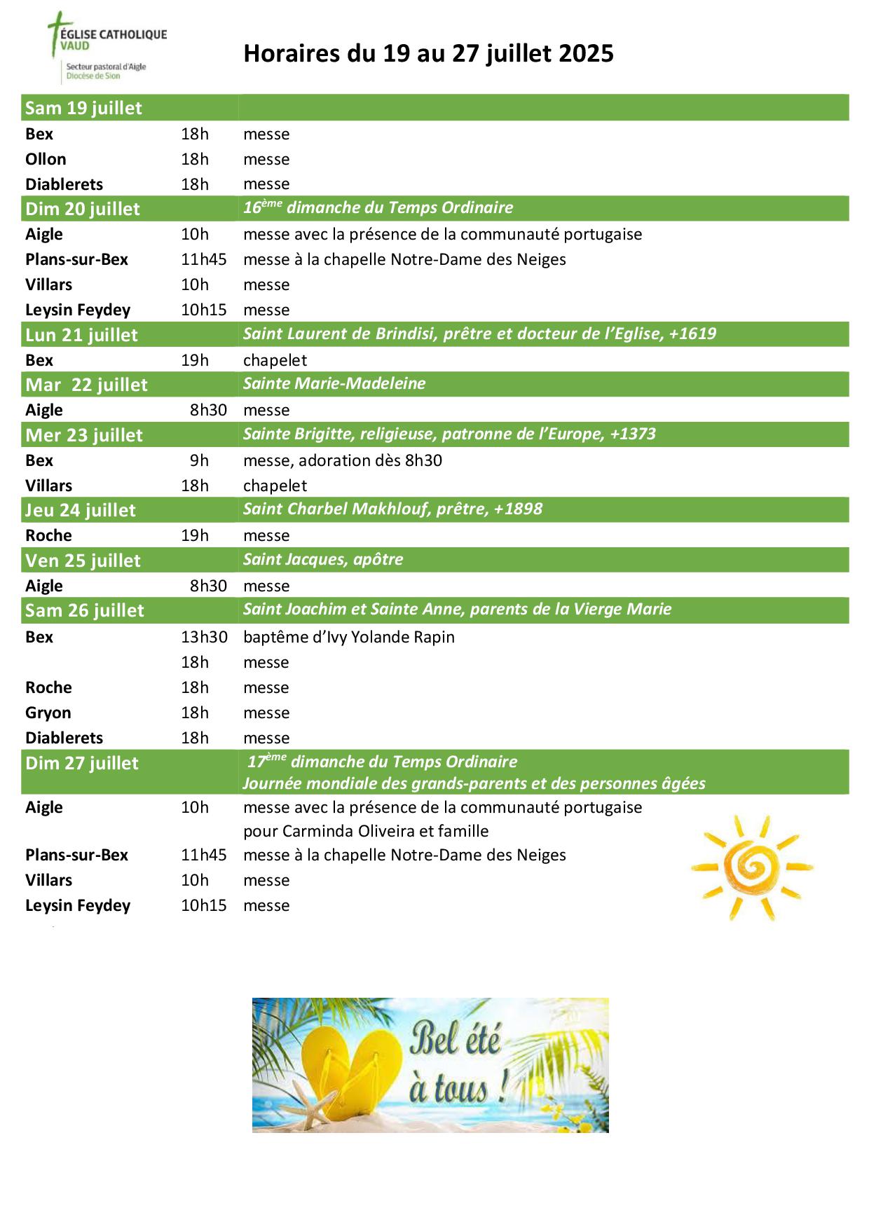 Infomesses 19 au 27 juillet