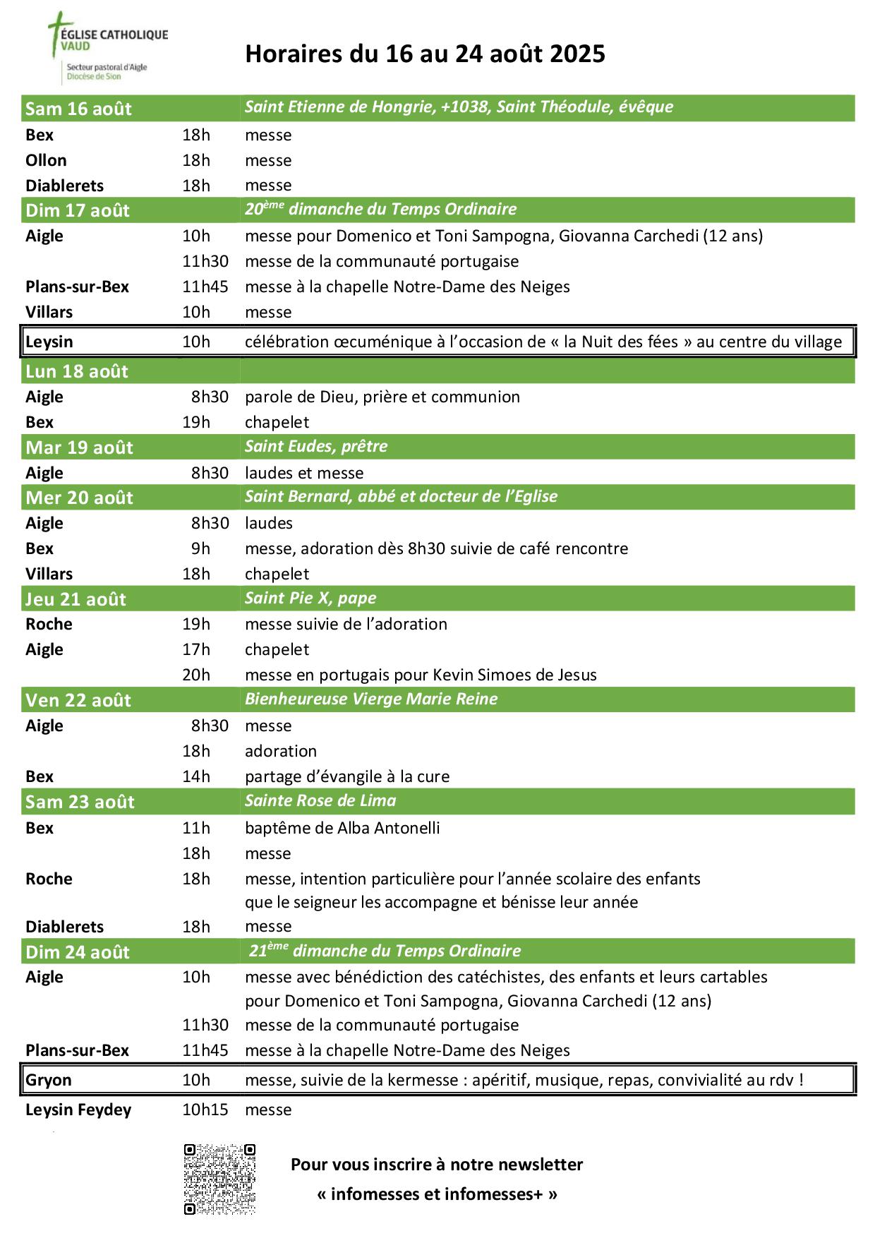 Infomesses 16 au 24 août