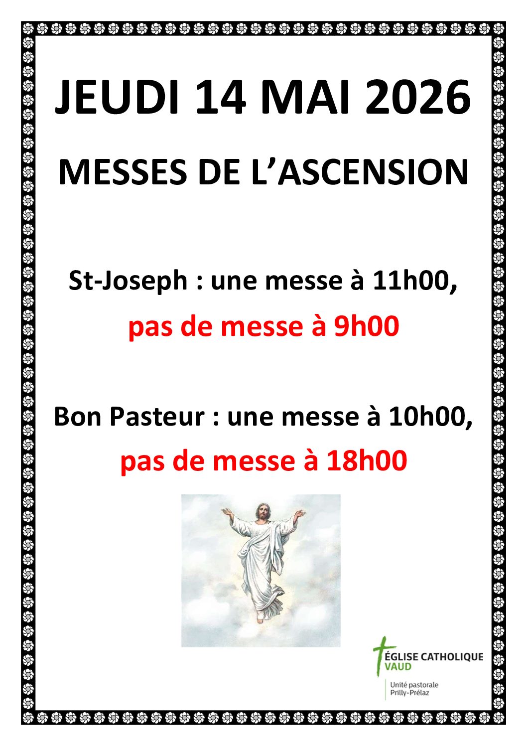 Affiche Ascension 14.05.2026 messes