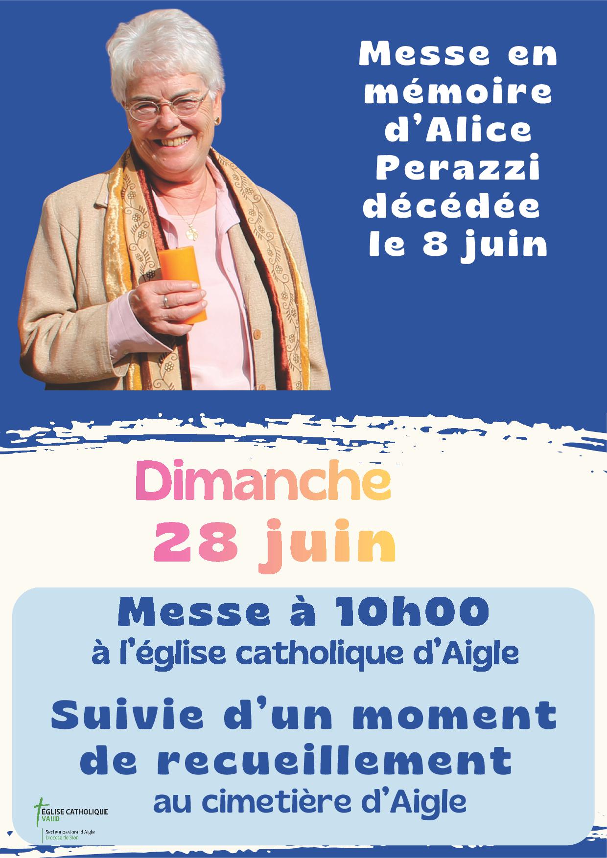 Flyer Alice Perazzi messe Aigle