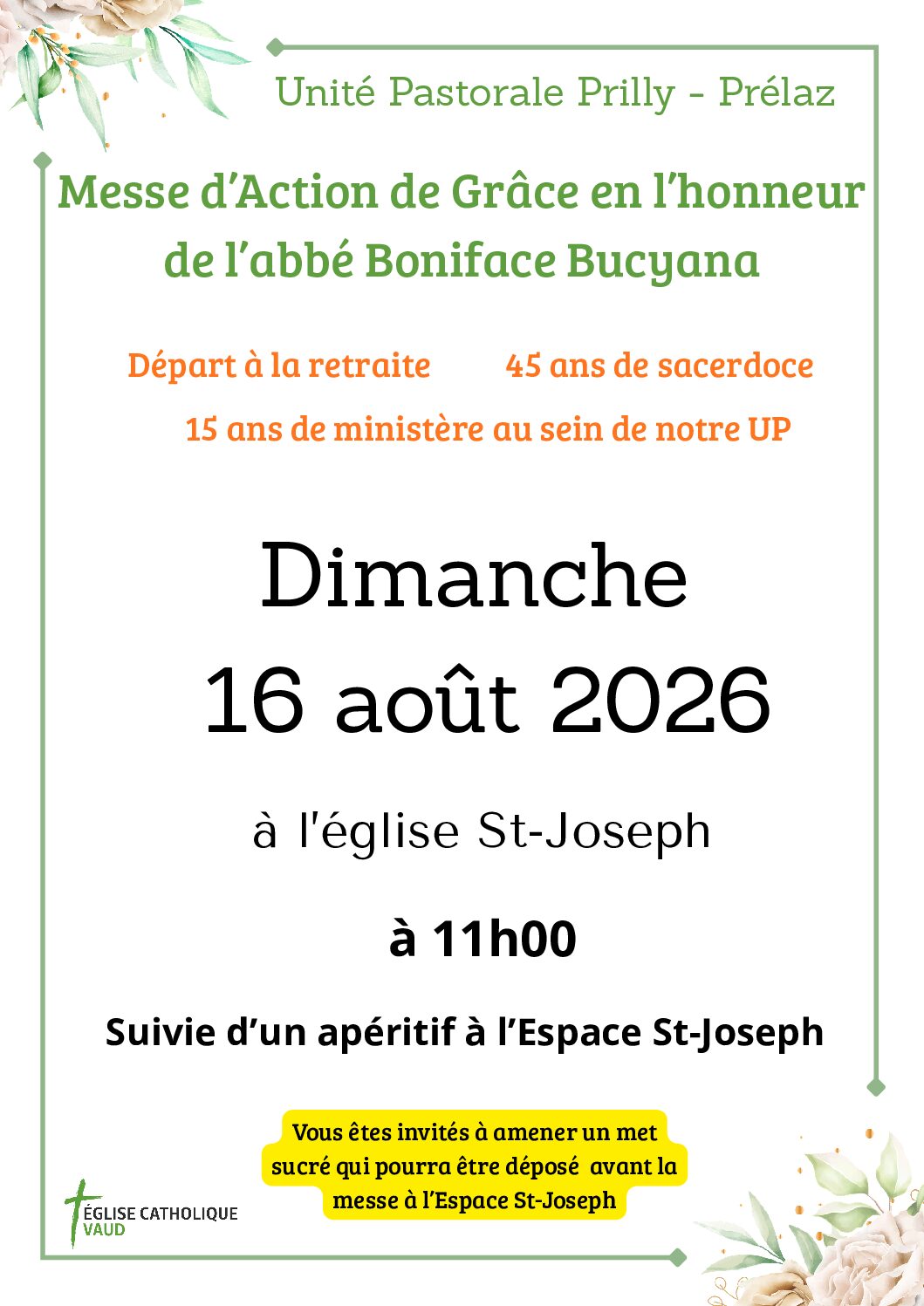 Messe action de grâce 16.08.2026