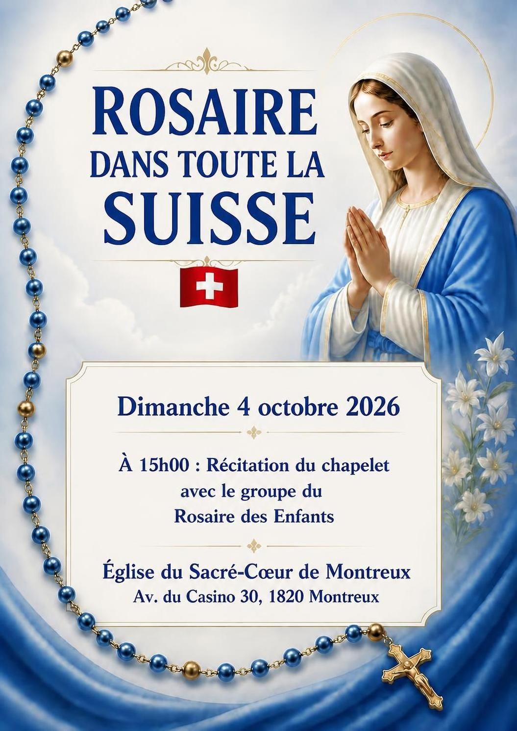Rosaire dans toute la Suisse 04.10.2026 sans Adoration